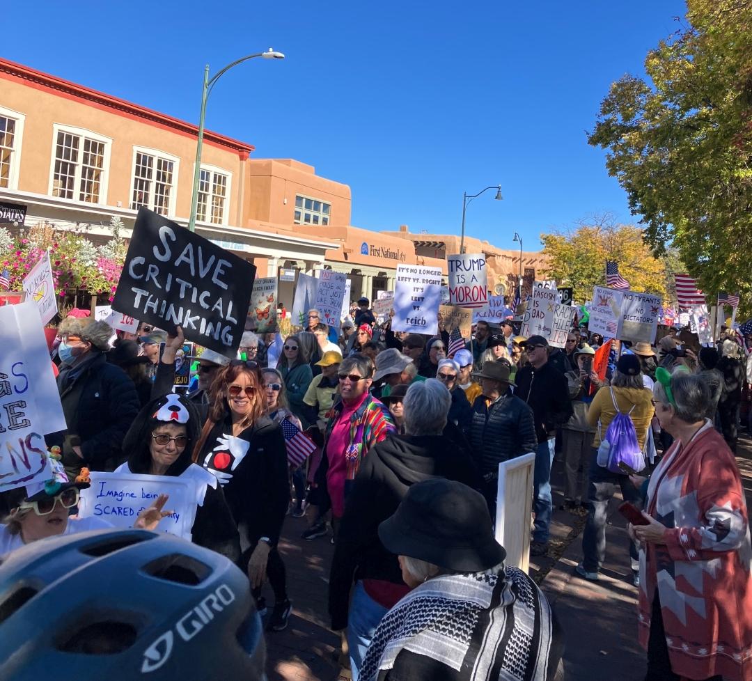 photo of the crowd at No Kings protest in Santa Fe, NM